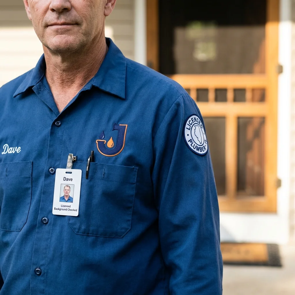 Licensed plumber showing ID badge in West Mifflin, PA