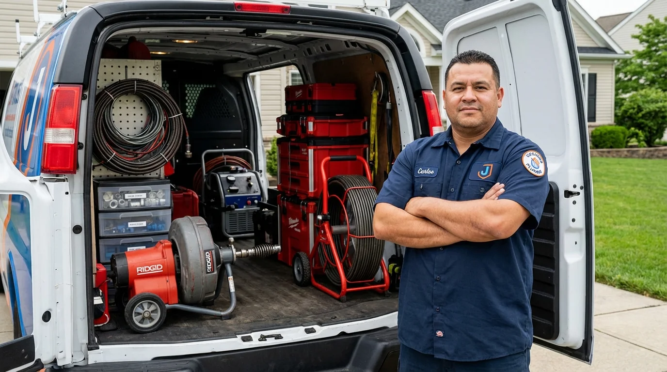 Professional drain cleaning equipment and Johns Plumbing LLC plumber in West Mifflin