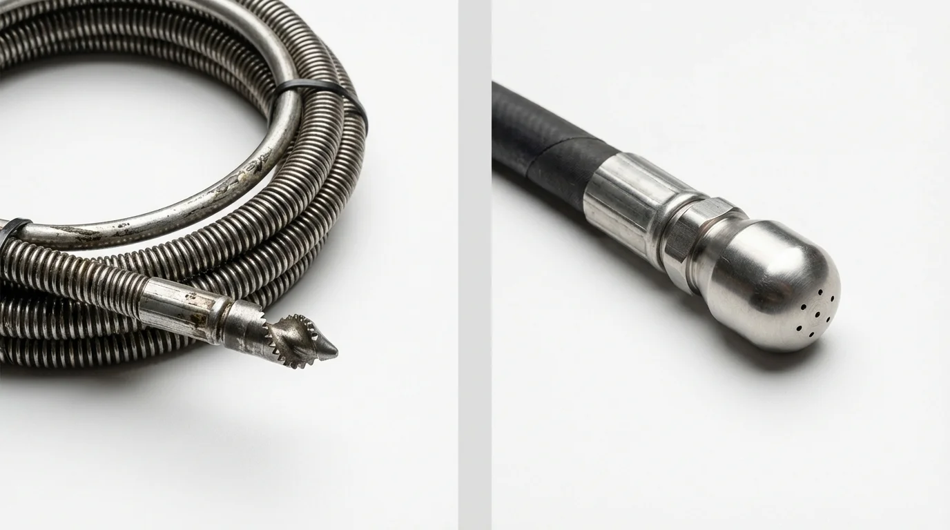 Drain snake cable and hydro jetting nozzle used for drain cleaning in West Mifflin, PA