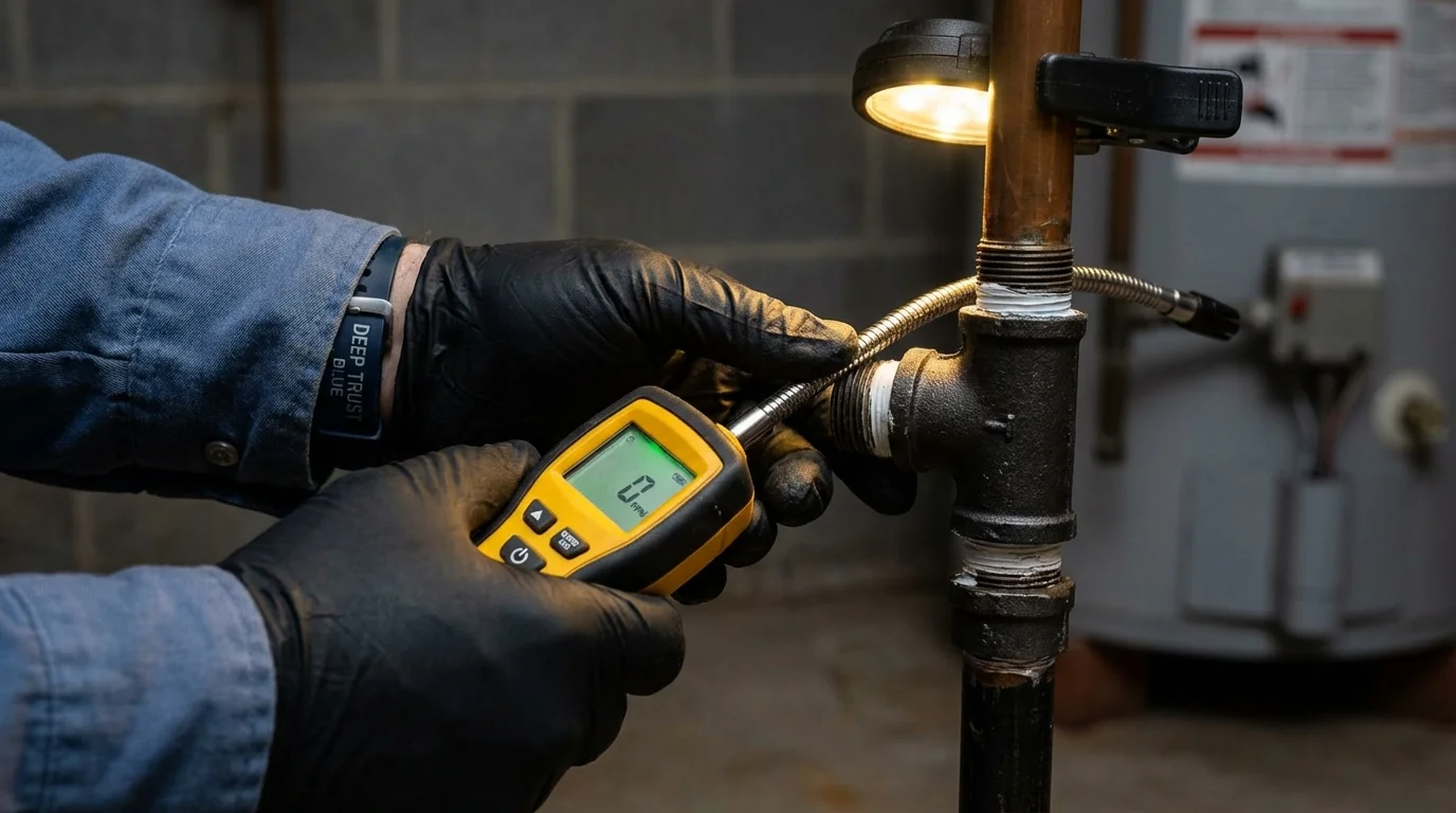 Gas leak detection with electronic sniffer by Johns Plumbing LLC in West Mifflin