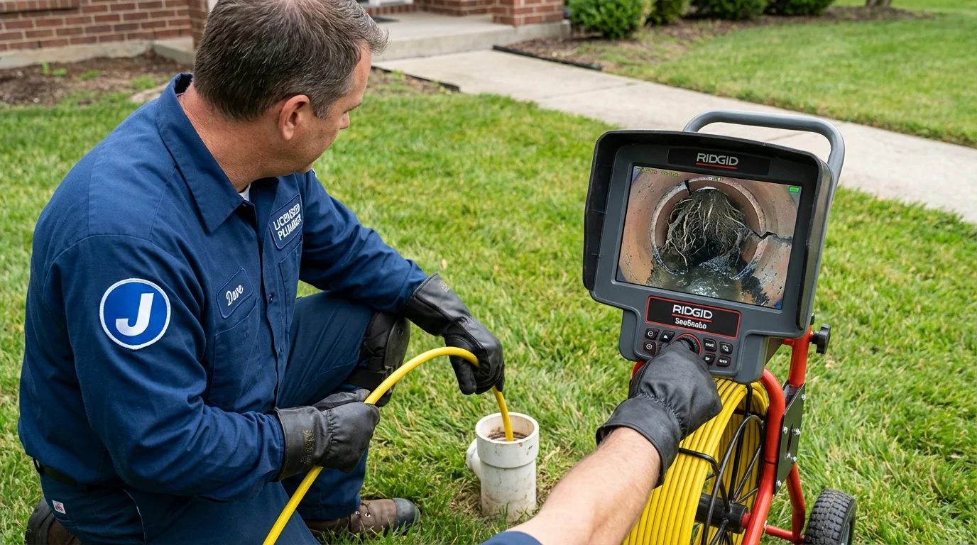 Sewer camera inspection being performed by Johns Plumbing LLC in West Mifflin