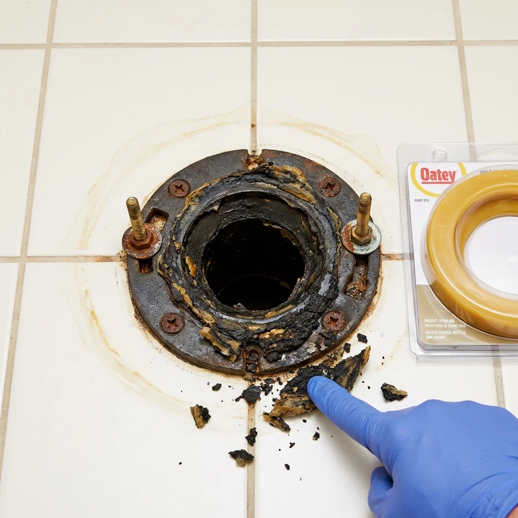 Failed wax ring showing water seepage at the base of a toilet in a West Mifflin, PA home